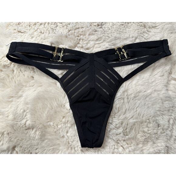Honey Birdette LINDA C🖤 Black Stripe 2 Piece Set 34C & XS Thong - Picture 7 of 10